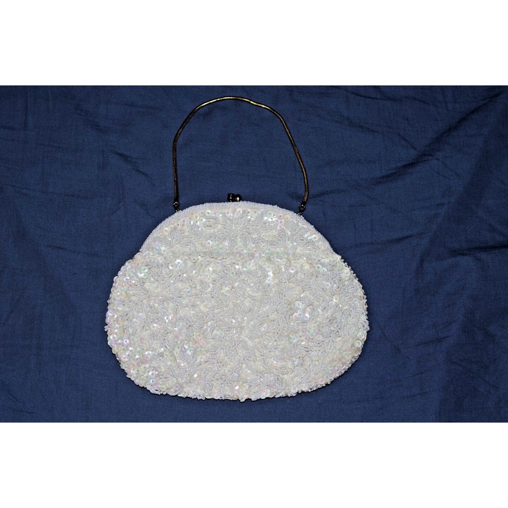 Vintage beaded La Regale evening handbag 1950s 1960s Pearlescent‎ Opalescent